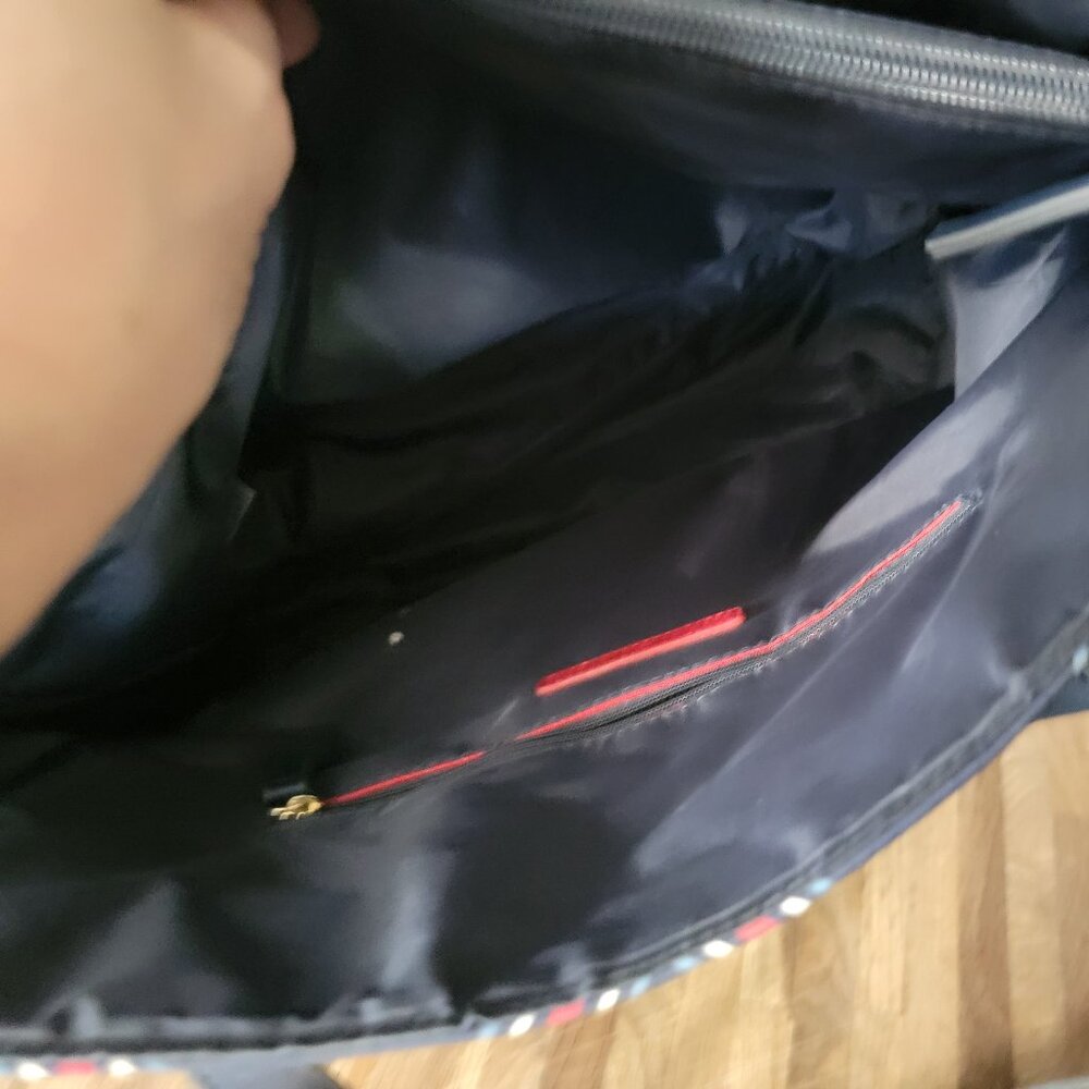 Tommy Hilfiger Mariana II Plaid Print Tote Bag features a navy blue plaid design - Picture 6 of 11